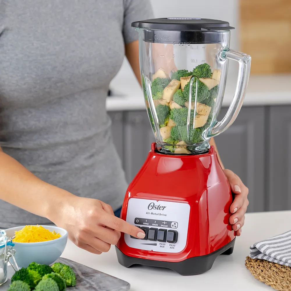 Licuadora Oster 2 velocidades más pulso y vaso de vidrio BLSTKAG-RPB 10