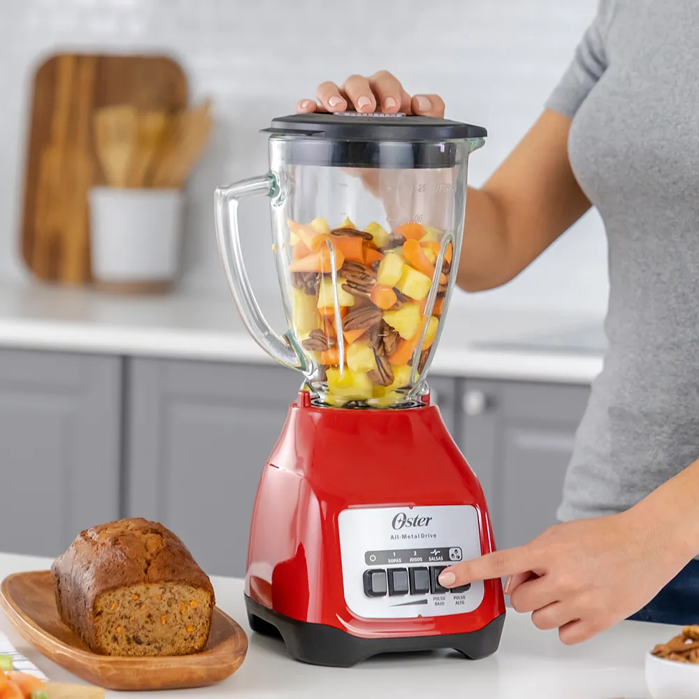 Licuadora Oster 2 velocidades más pulso y vaso de vidrio BLSTKAG-RPB 11