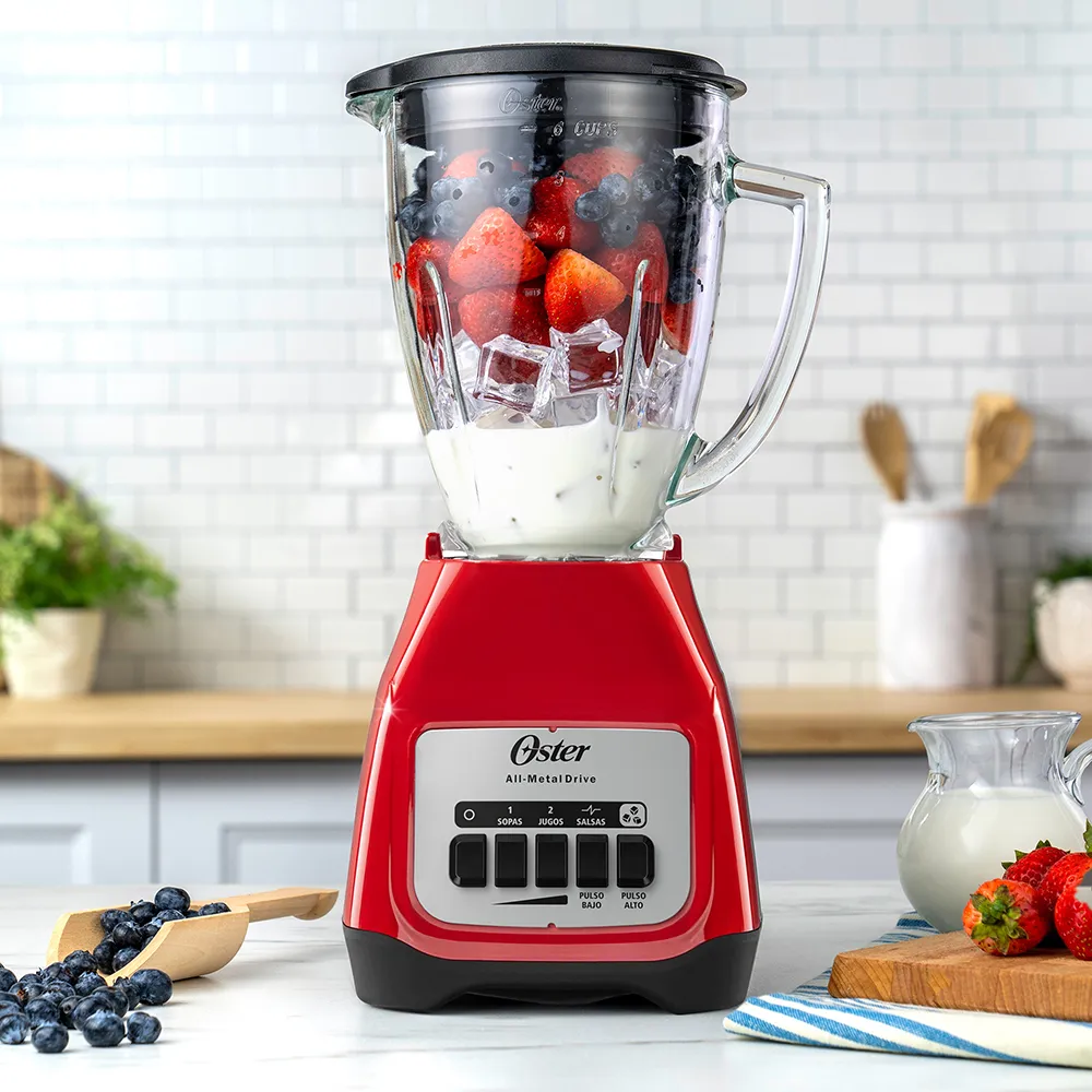 Licuadora Oster 2 velocidades más pulso y vaso de vidrio BLSTKAG-RPB 2