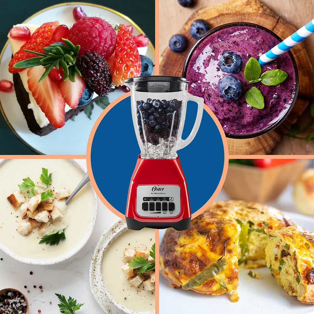 Licuadora Oster 2 velocidades más pulso y vaso de vidrio BLSTKAG-RPB 9