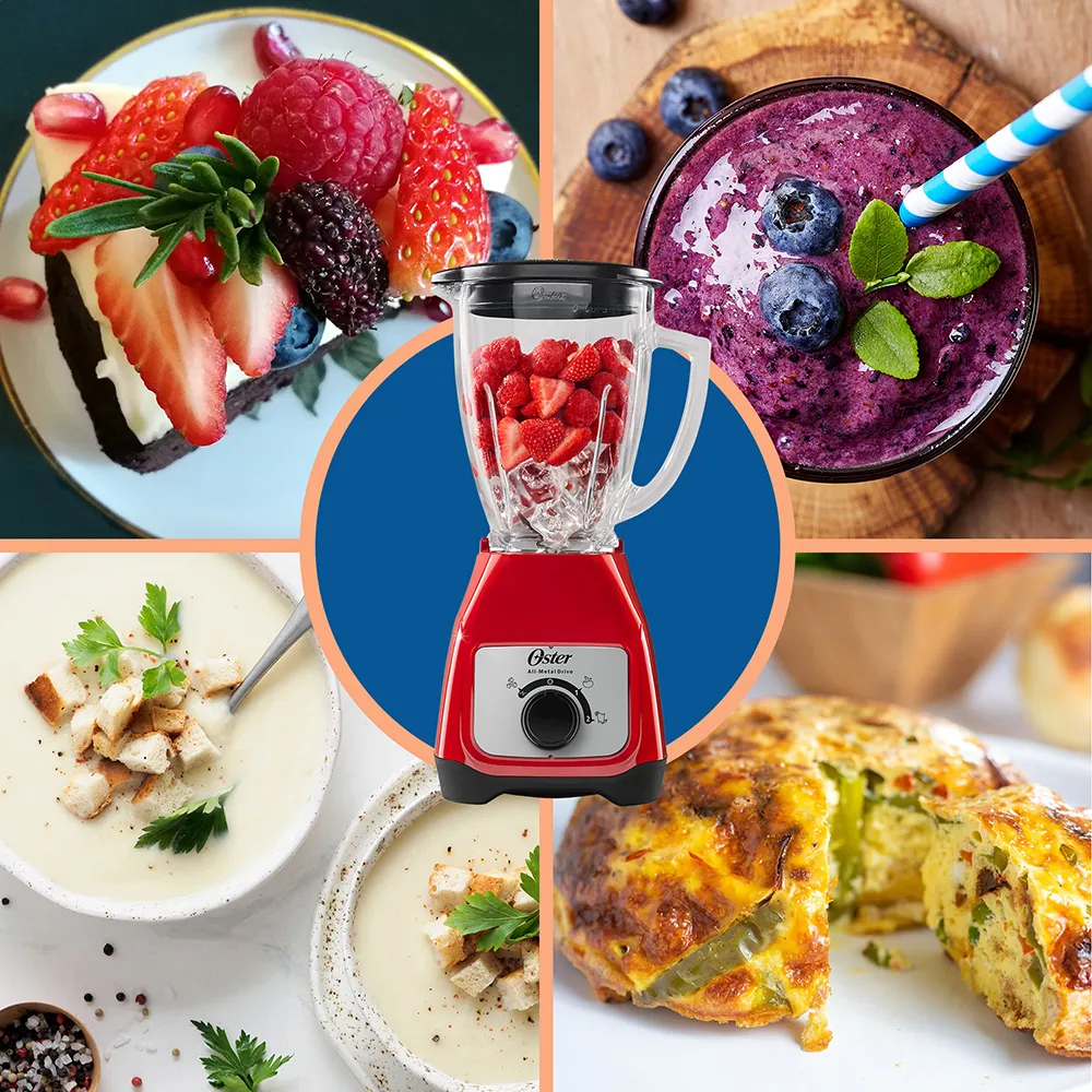 Licuadora Oster con vaso de vidrio y control de perilla BLSTKAG-RRD 9