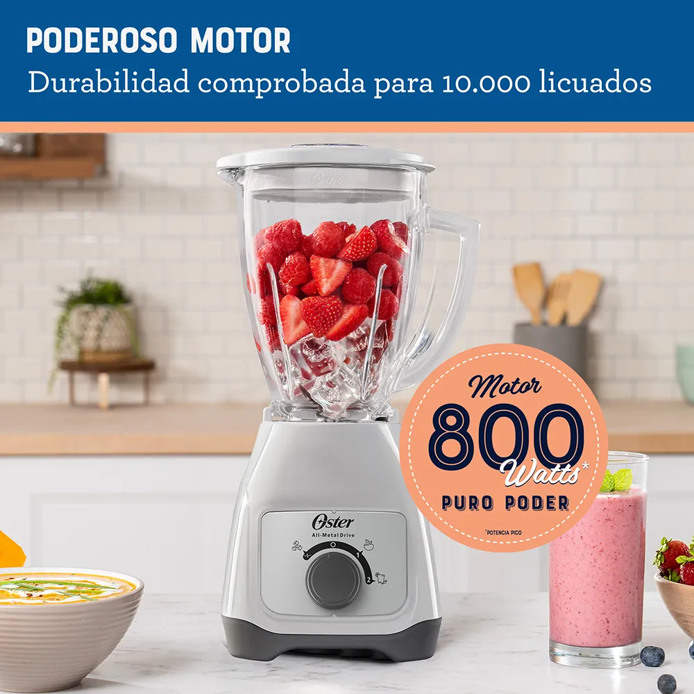 Licuadora Oster vaso de vidrio, 550 watts de potencia y rendimiento máximo de 800 watts BLSTKAGWRD – Garantizado y durable | Comercial Electroahorro - Imagen 9