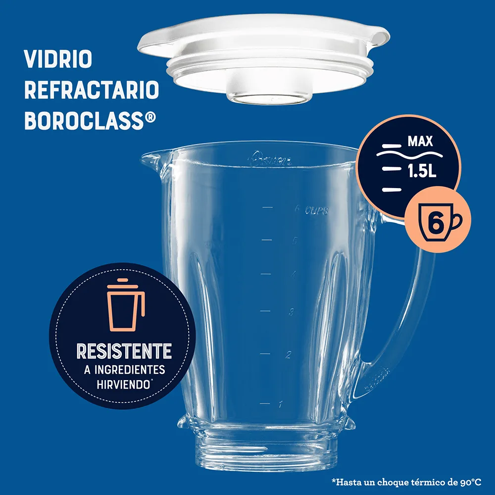 Licuadora Oster vaso de vidrio, 550 watts de potencia y rendimiento máximo de 800 watts BLSTKAGWRD – Garantizado y durable | Comercial Electroahorro - Imagen 8