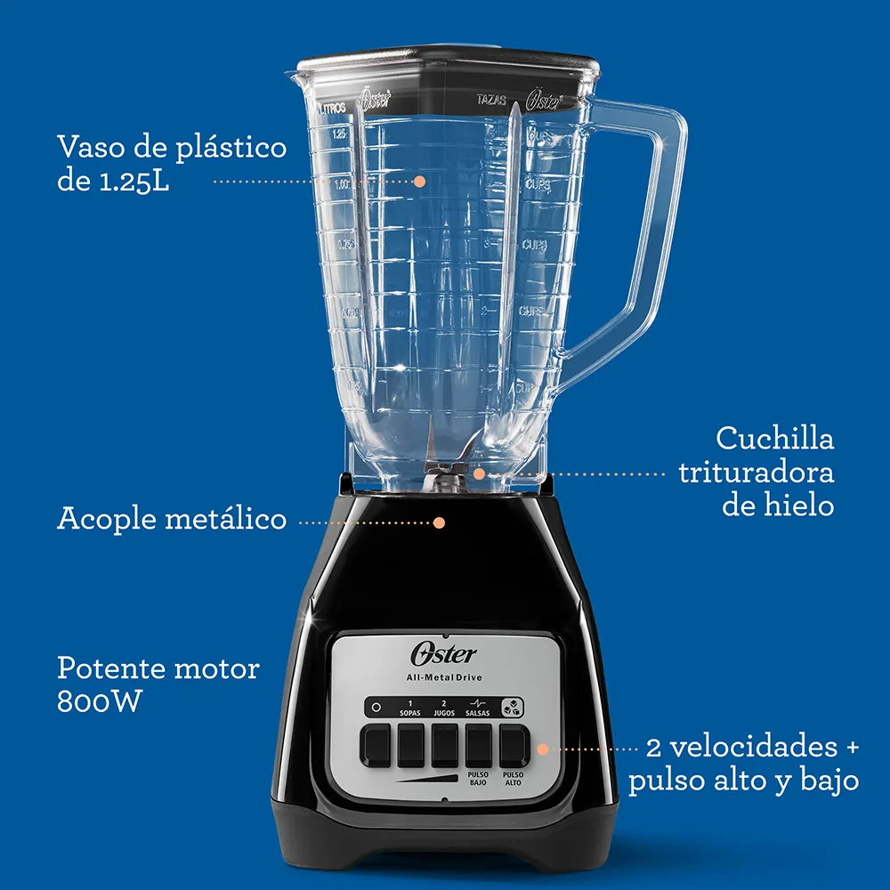 Licuadora Oster 2 velocidades vaso de vidrio BLSTKAP-BPB 9
