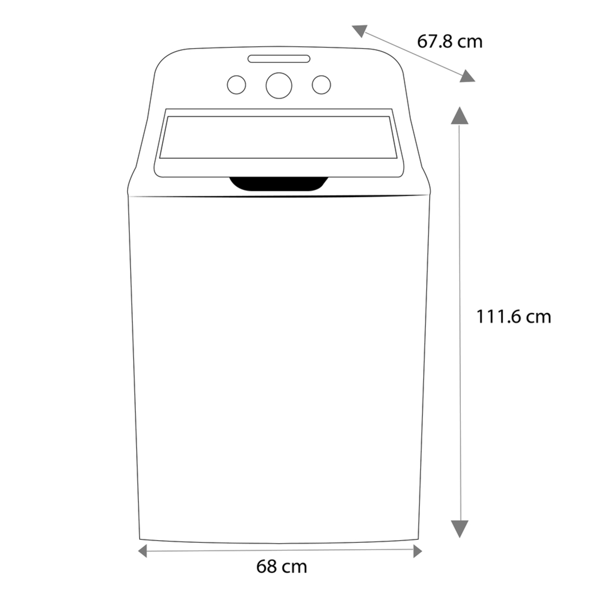 Lavadora Mabe de 40 libras 18 kg LMA78113CBABO medidas