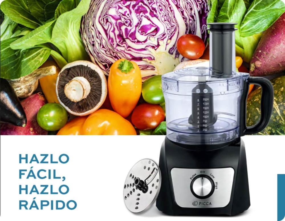 Procesador de 8 tazas marca Picca PIFP08BN verduras