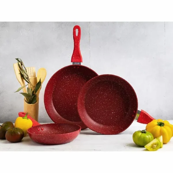 Set de sartenes de mármol Milán Rojo marca Picca. Ahorre al visitar la tienda.