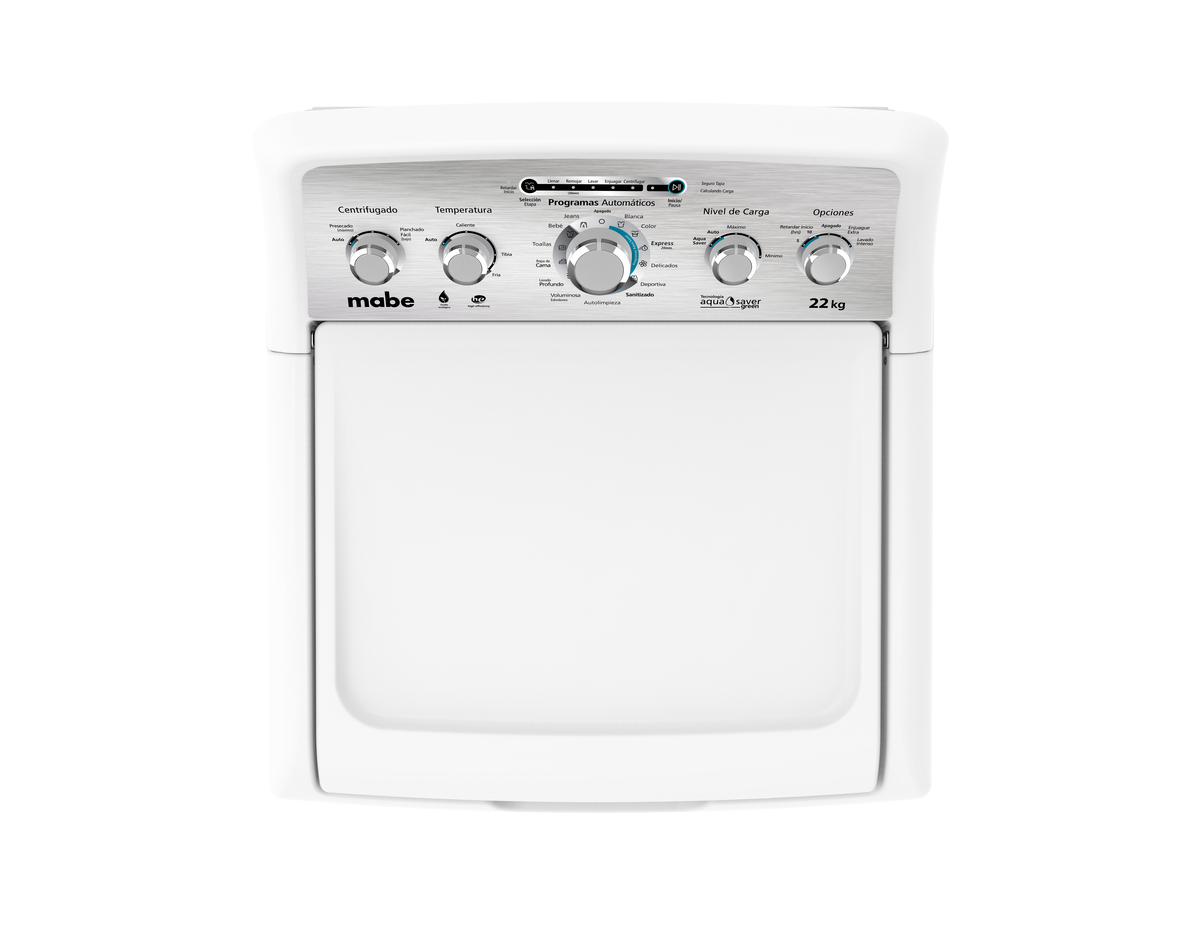 Lavadora de 48 libras Mabe multiciclos LMA72215CBABO arriba