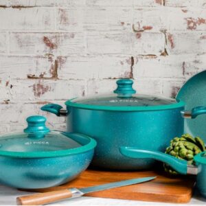 Batería de cocina Picca de 7 piezas con antiadherente de mármol Verona