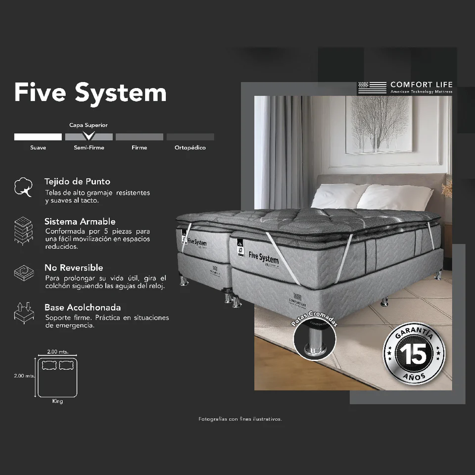 Cama King Size Confort Life Five System 3