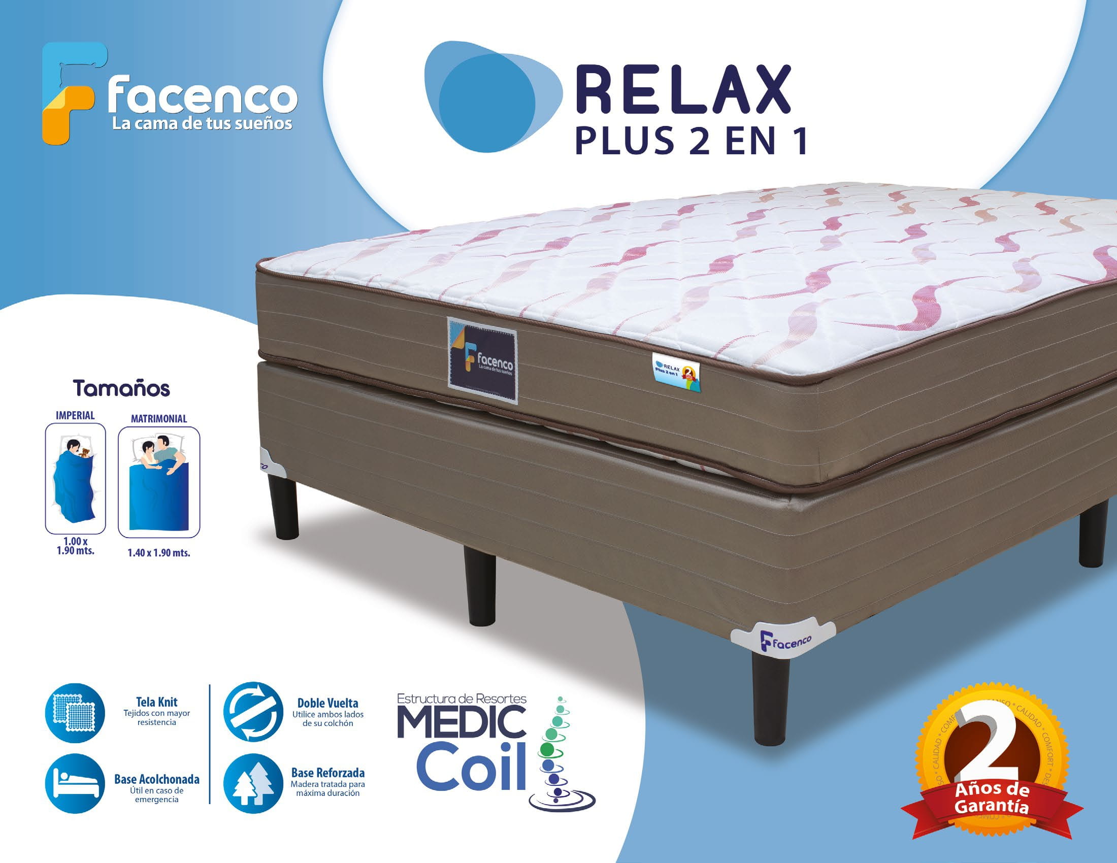 Cama Facenco Relax Plus 2 en 1