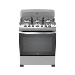 Estufa Whirlpool de 30" Silver, cubierta de acero inoxidable, chispero y luz en el horno.
