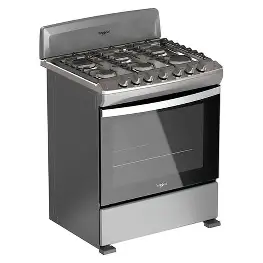 Estufa Whirlpool de 30" Silver, cubierta de acero inoxidable.